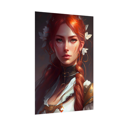 Elegant Redhead Portrait: Dark Background Artwork - Poster