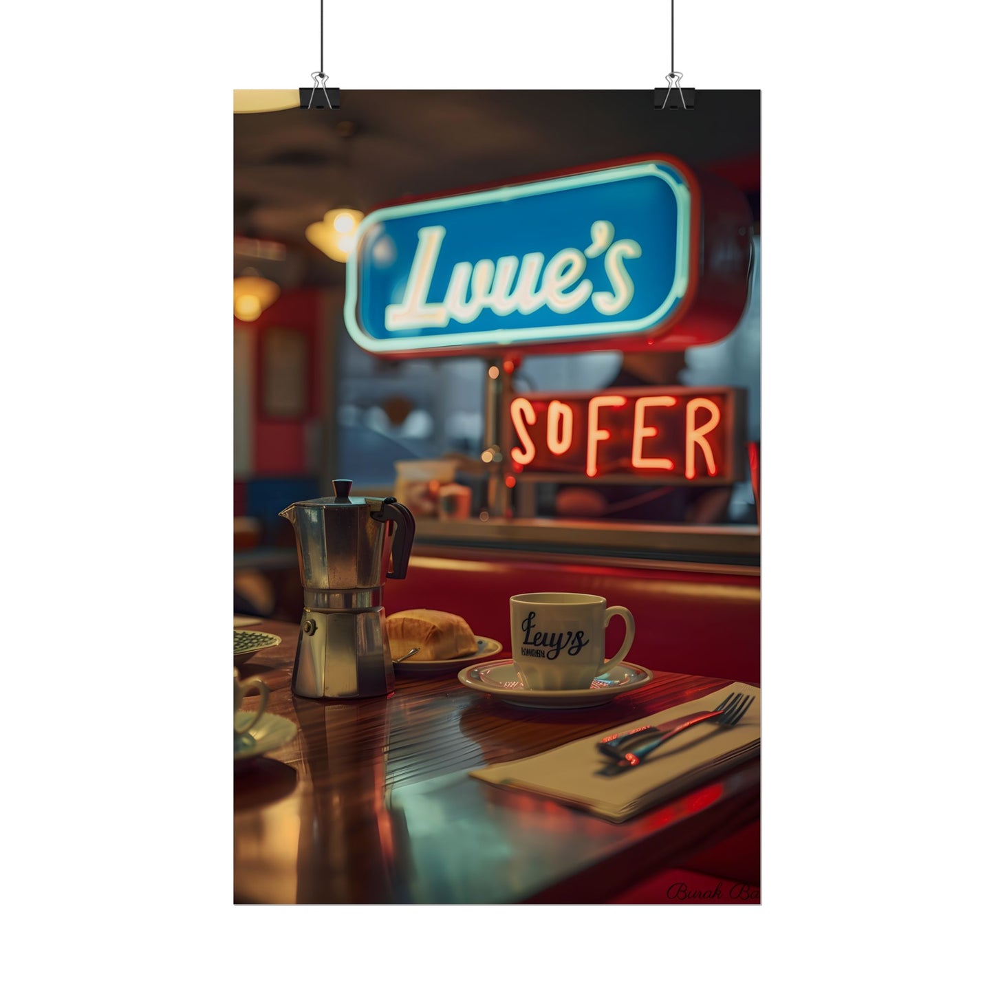 Retro Kitchen Diner Scene: Cozy Coffee Moment - Poster