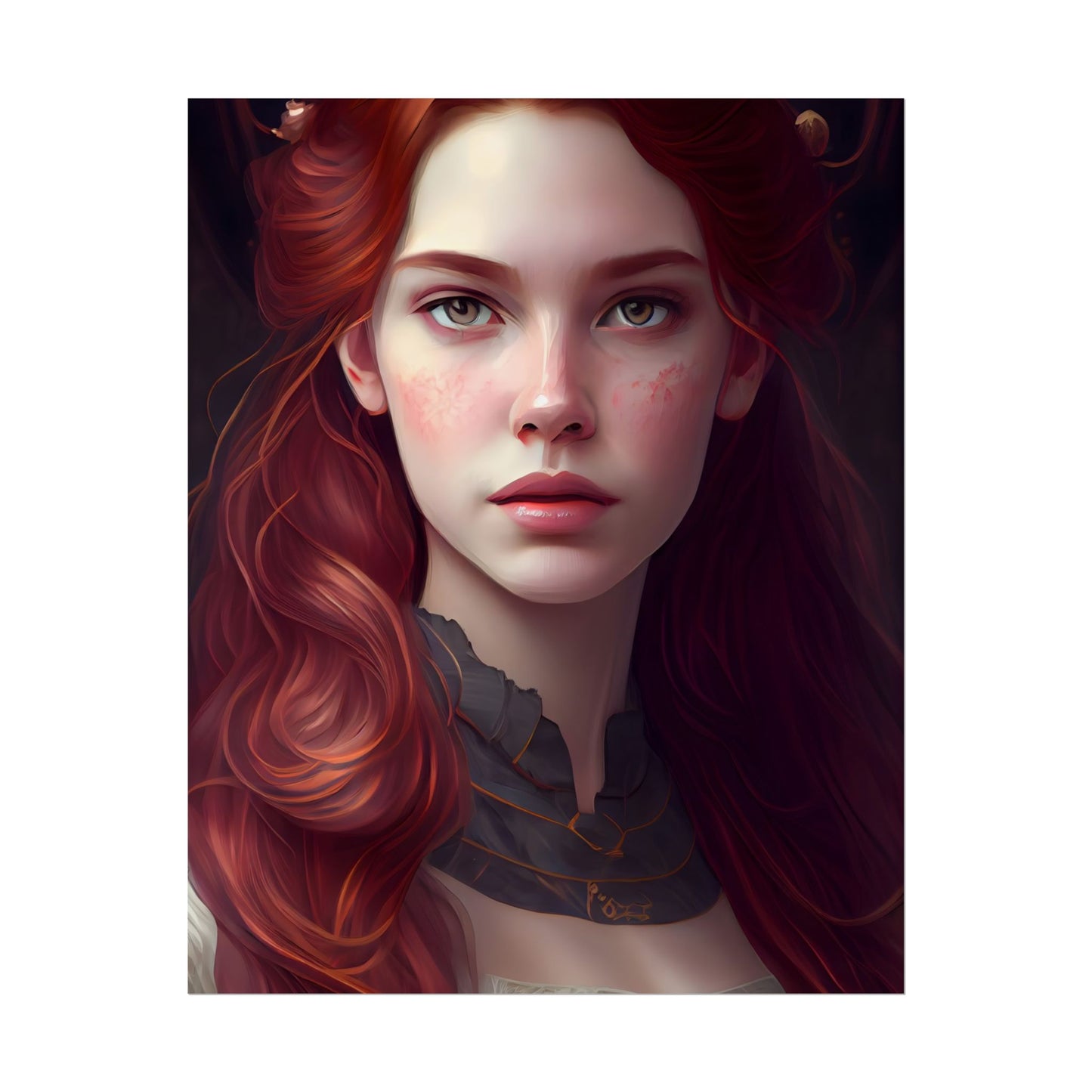 Beautiful Redhead Female Portrait: Classic Timeless Artwork - Poster