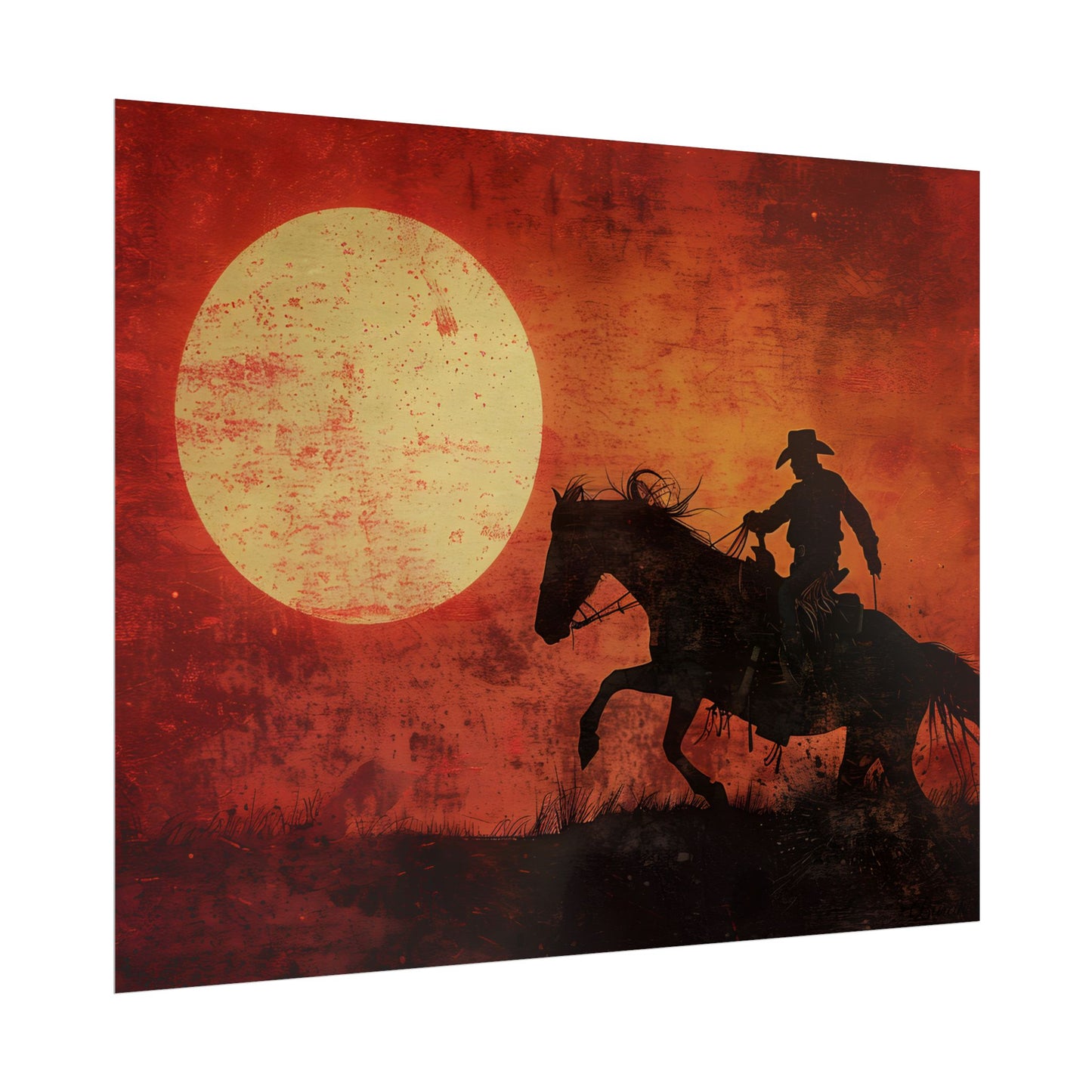 Rodeo Cowboy in Action: Vintage Bronco Ride - Poster