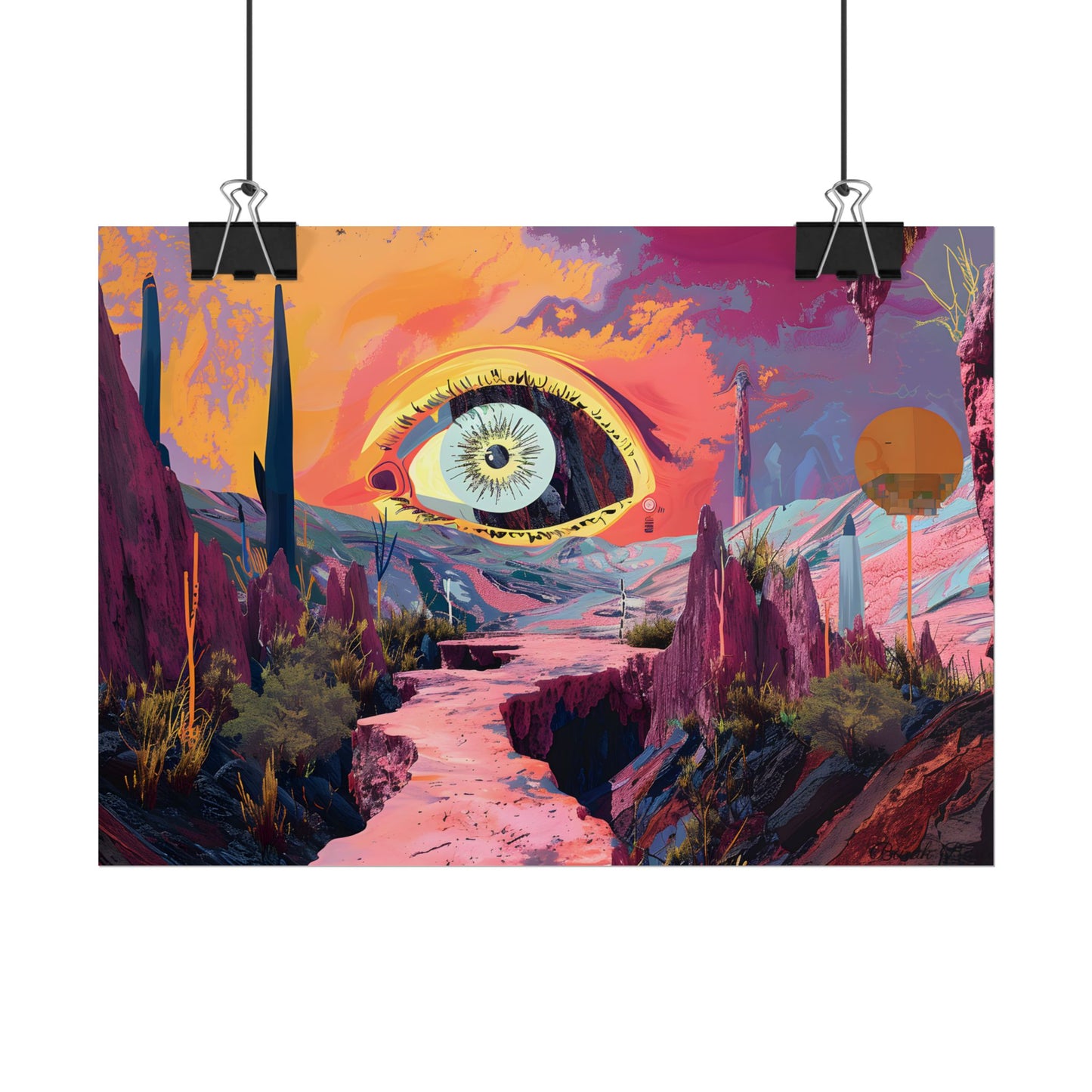 Surreal Eye: Vibrant Landscape Digital Art - Poster