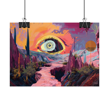 Surreal Eye: Vibrant Landscape Digital Art - Poster