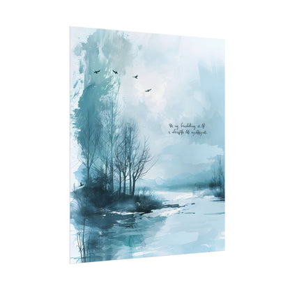Serene Landscape: A Peaceful Nature Scene with Inspirational Quote - Poster