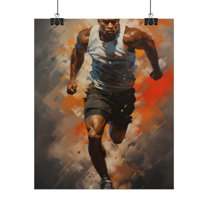 Passionate Athlete in Motion: Dynamic Portrait Artwork - Poster