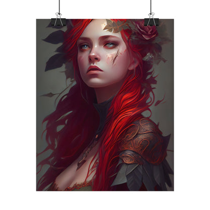 Intimate Red Hair Portrait: Artistic Female Figure in Black Dress - Poster