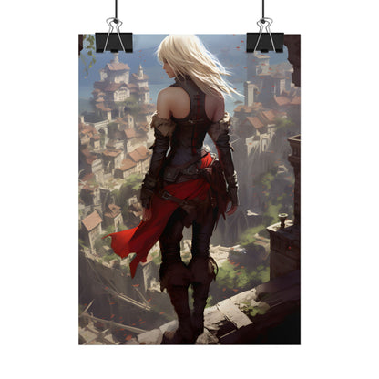 Blonde Anime Bloom: Calming Outdoor Artwork - Poster