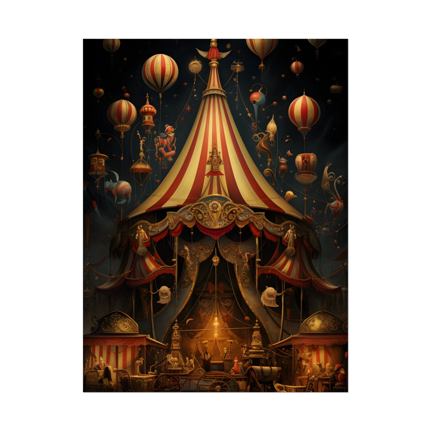Whimsical Clockwork Circus: Fantastical Art with Vibrant Details - Poster