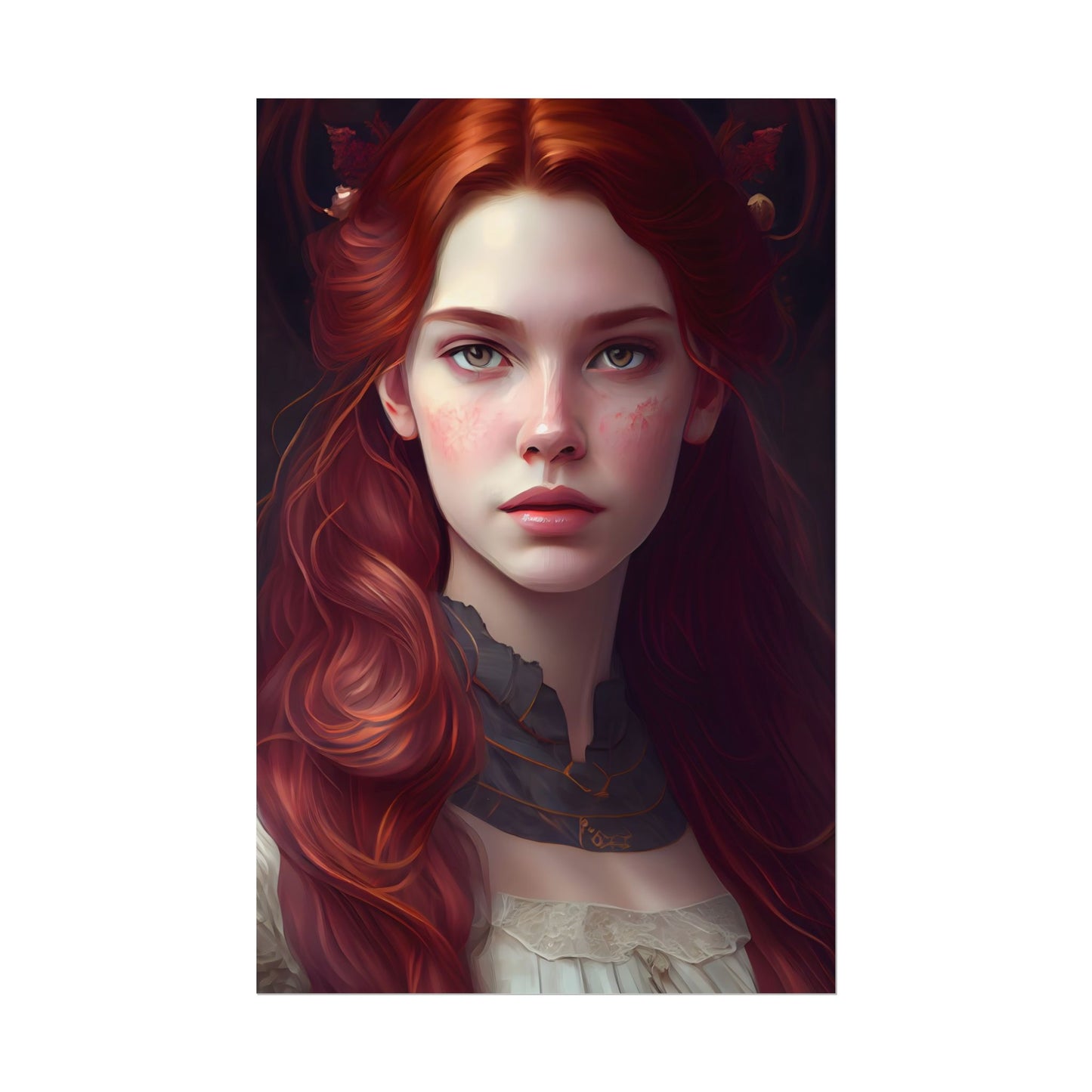 Beautiful Redhead Female Portrait: Classic Timeless Artwork - Poster