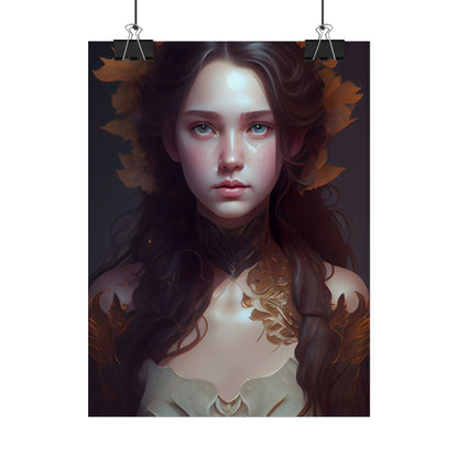 Brown Hair Female Portrait: Artistic Style Digital Art - Poster