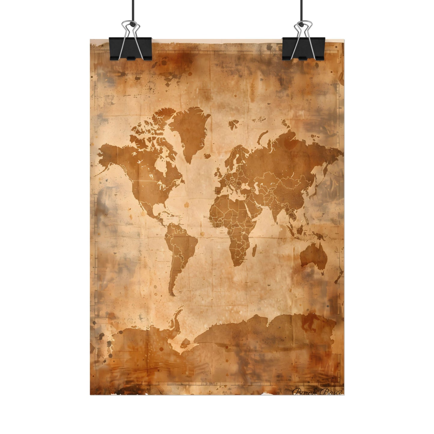 Vintage World Map: Artistic Cartography on Canvas - Poster