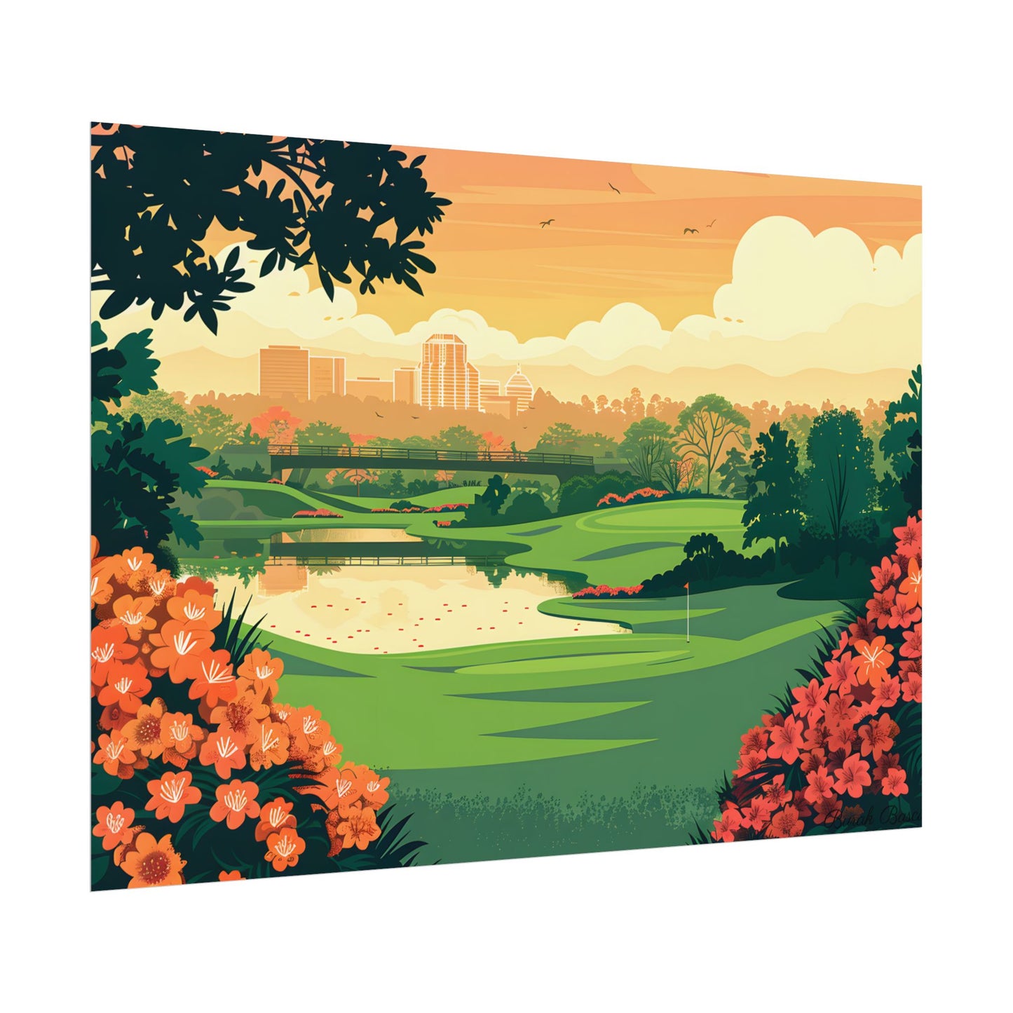Retro Golf Illustration: Augusta National Georgia - Poster