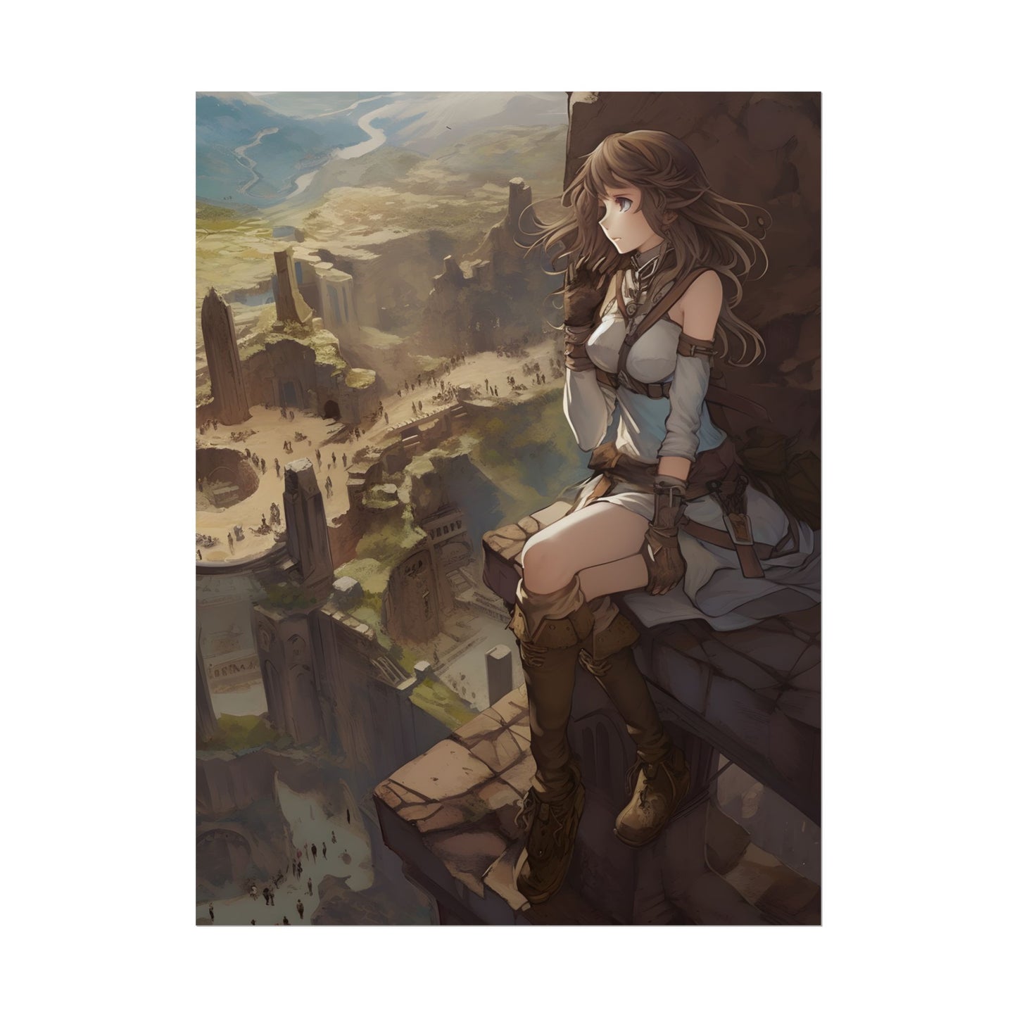 Heroic Bird's Eye View: A Detailed Anime Scene - Poster