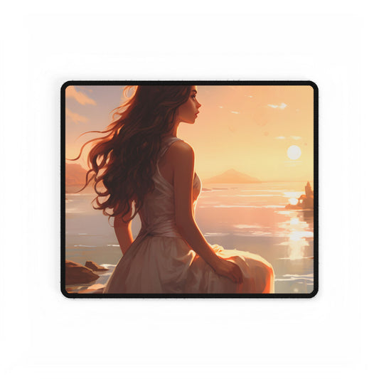 Vibrant Beach Scene: Summer Day with Sun-Kissed Figure - Desk Mat