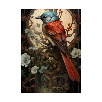 Mystical Songbird Guardian Amulet: Symbolic Artwork - Poster