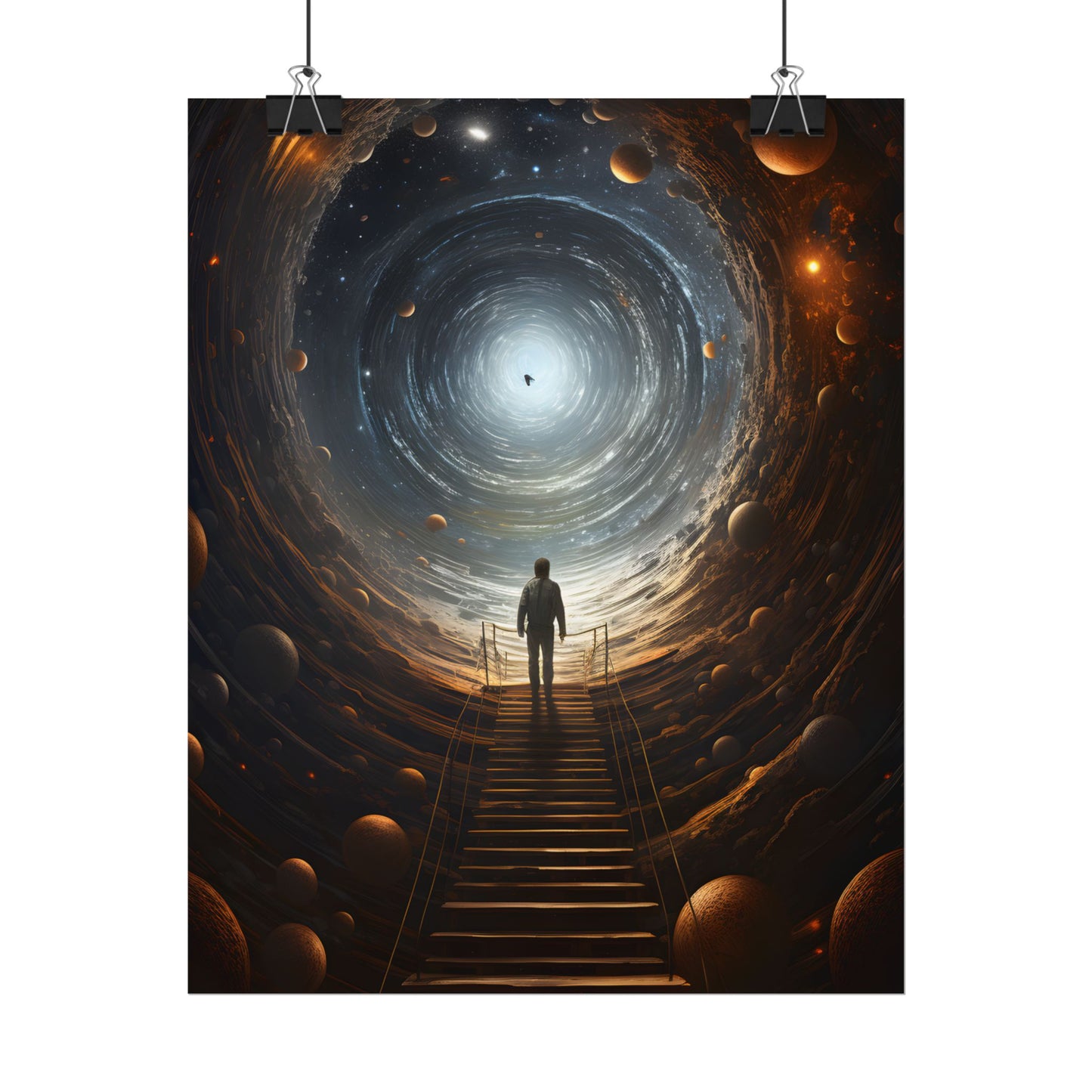 Space-Time Explorer: Intrepid Journey in Black and White - Poster