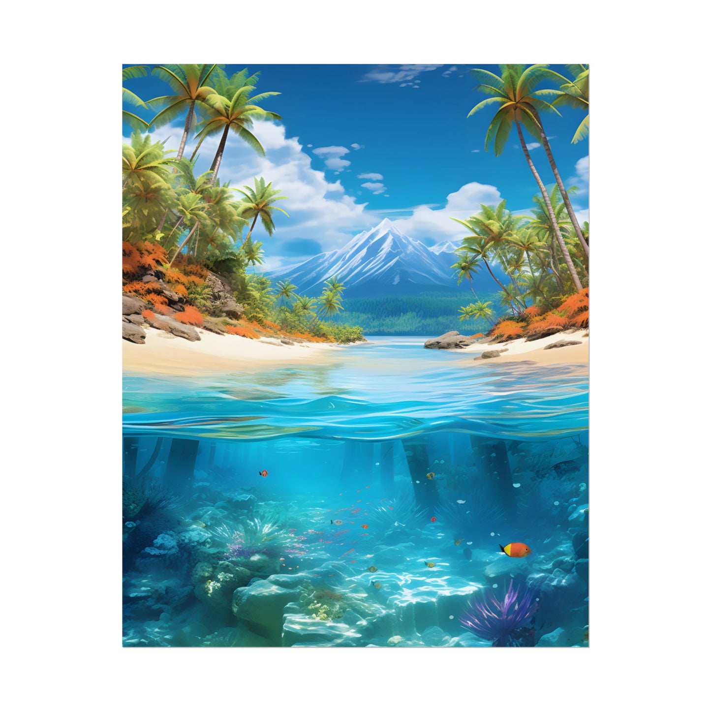 Tropical Paradise Tranquility: Lush Island Getaway Art - Poster