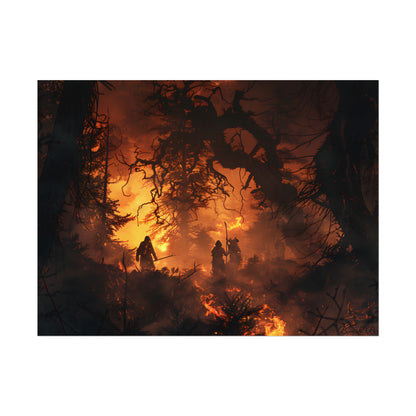 Misty Sunset Forest: Group Gathering - Poster