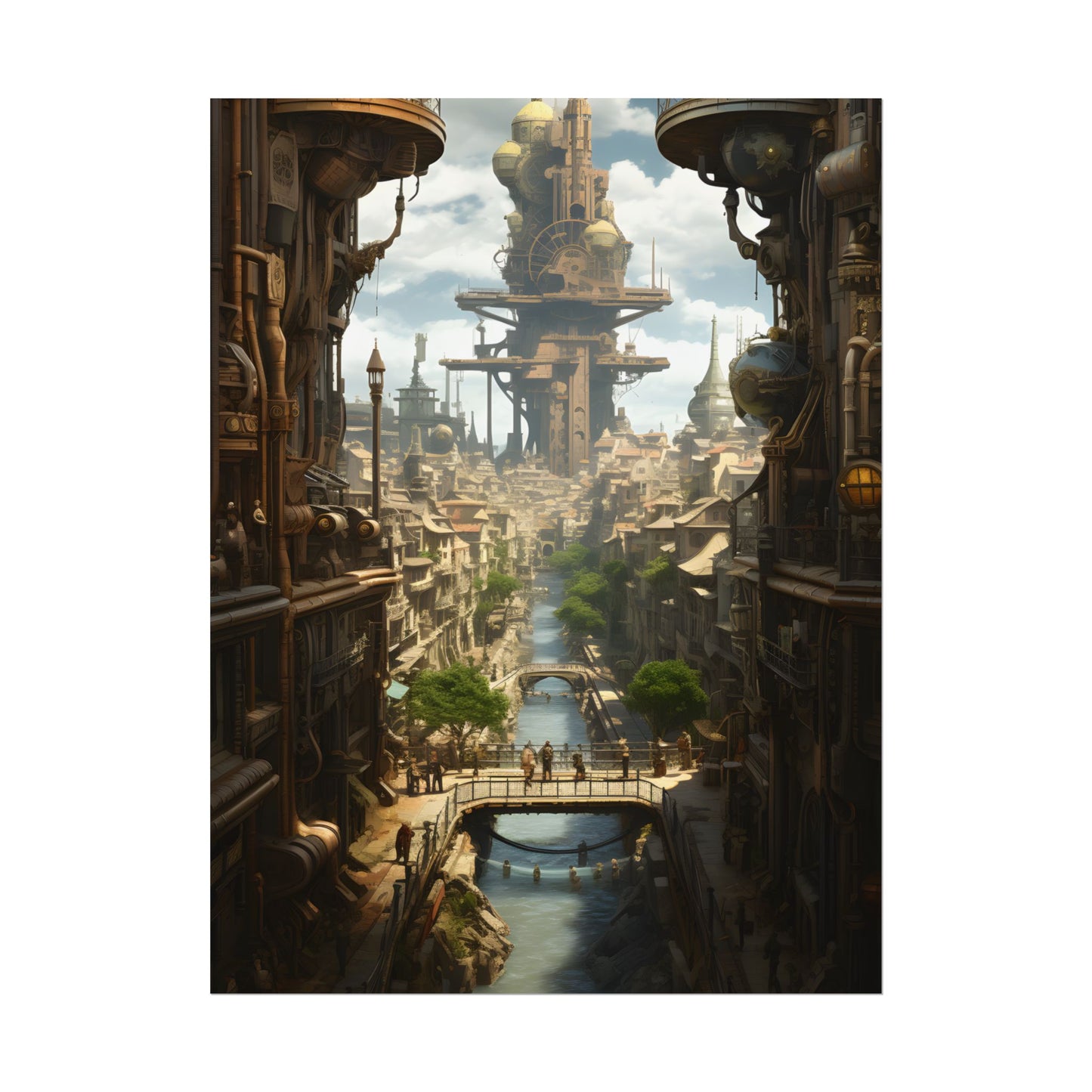 Steampunk Paris 1875: Vintage Cityscape Artwork - Poster