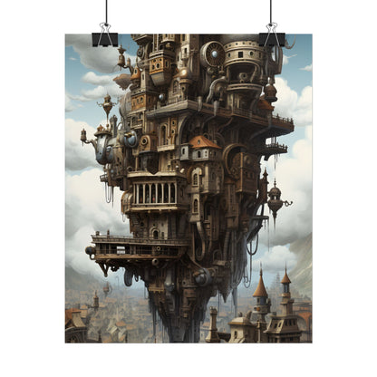 Steampunk Paris Cityscape: Colorful 19th Century Artwork - Poster