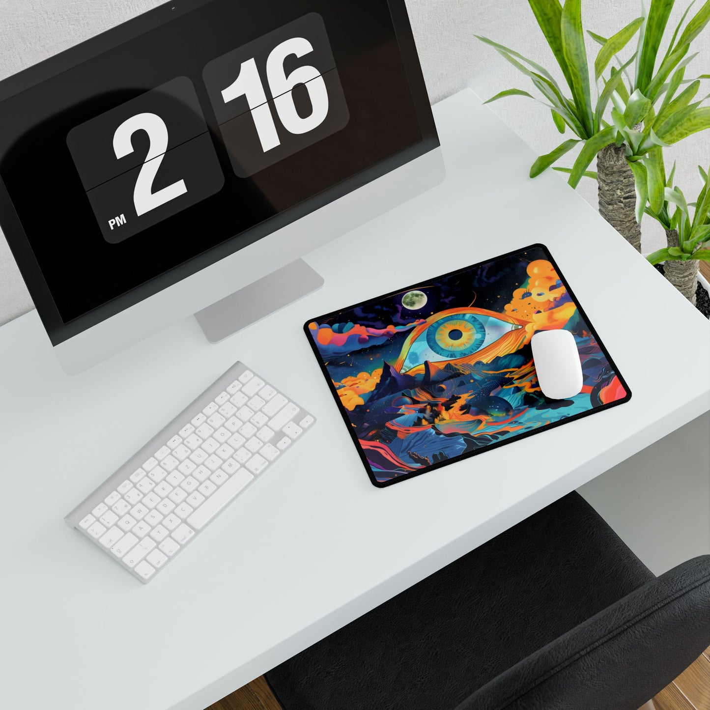 Surreal Landscape with Giant Eye: Mysterious Artwork - Desk Mat