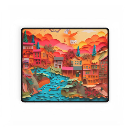 Magical Beach Quill: Vibrant Paper Art of Tropical Paradise - Desk Mat
