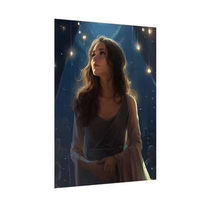 Contemplative Moment: A Person in Reflection - Dark Colored Portrait - Poster