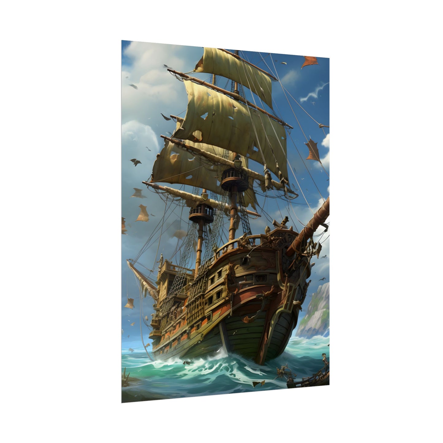 Swashbuckling Time-Traveling Pirate Crew: Colorful Artwork - Poster