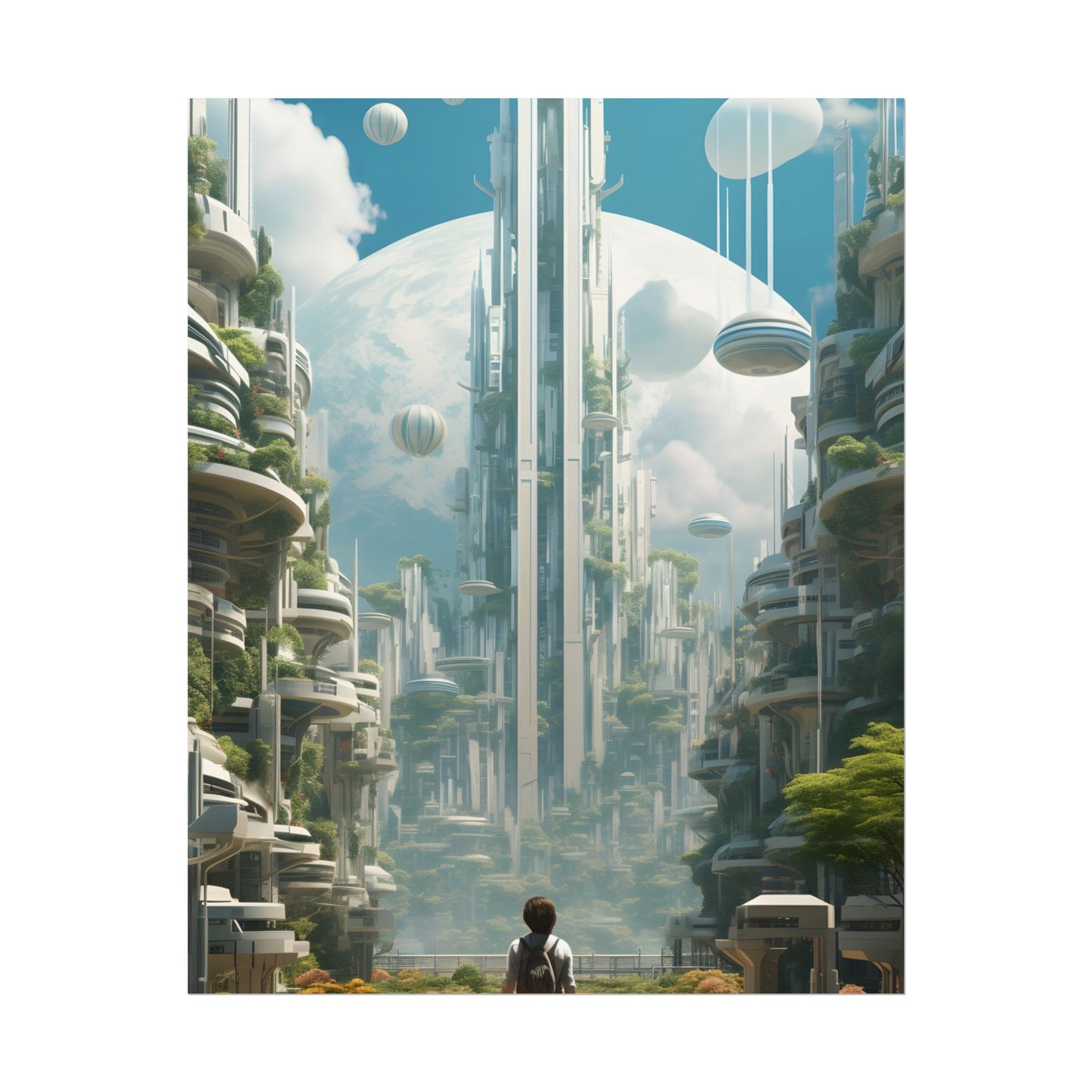 Dystopian Utopia: Futuristic Cityscape Under Oppression - Poster