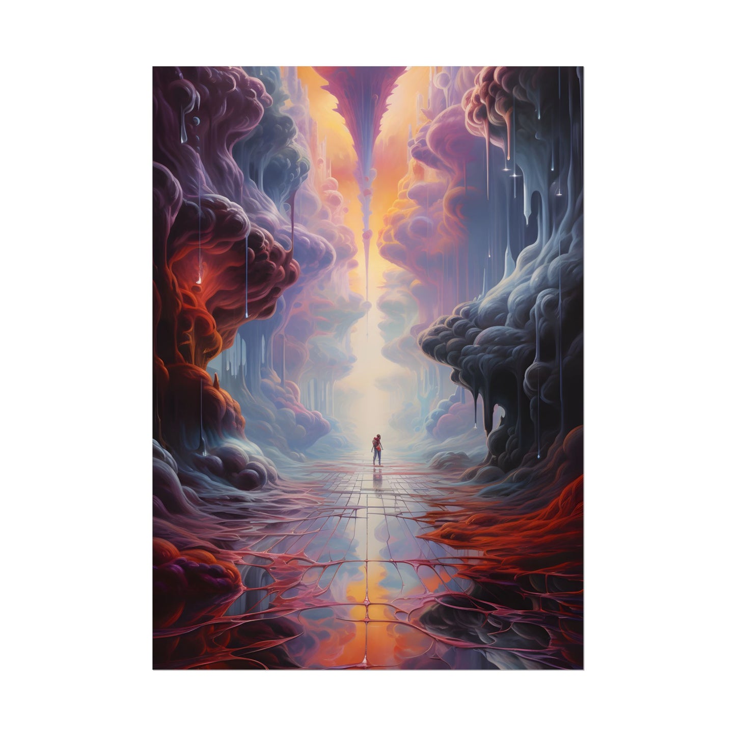 Celestial Dreams: Vibrant Fantastical Landscape Art - Poster