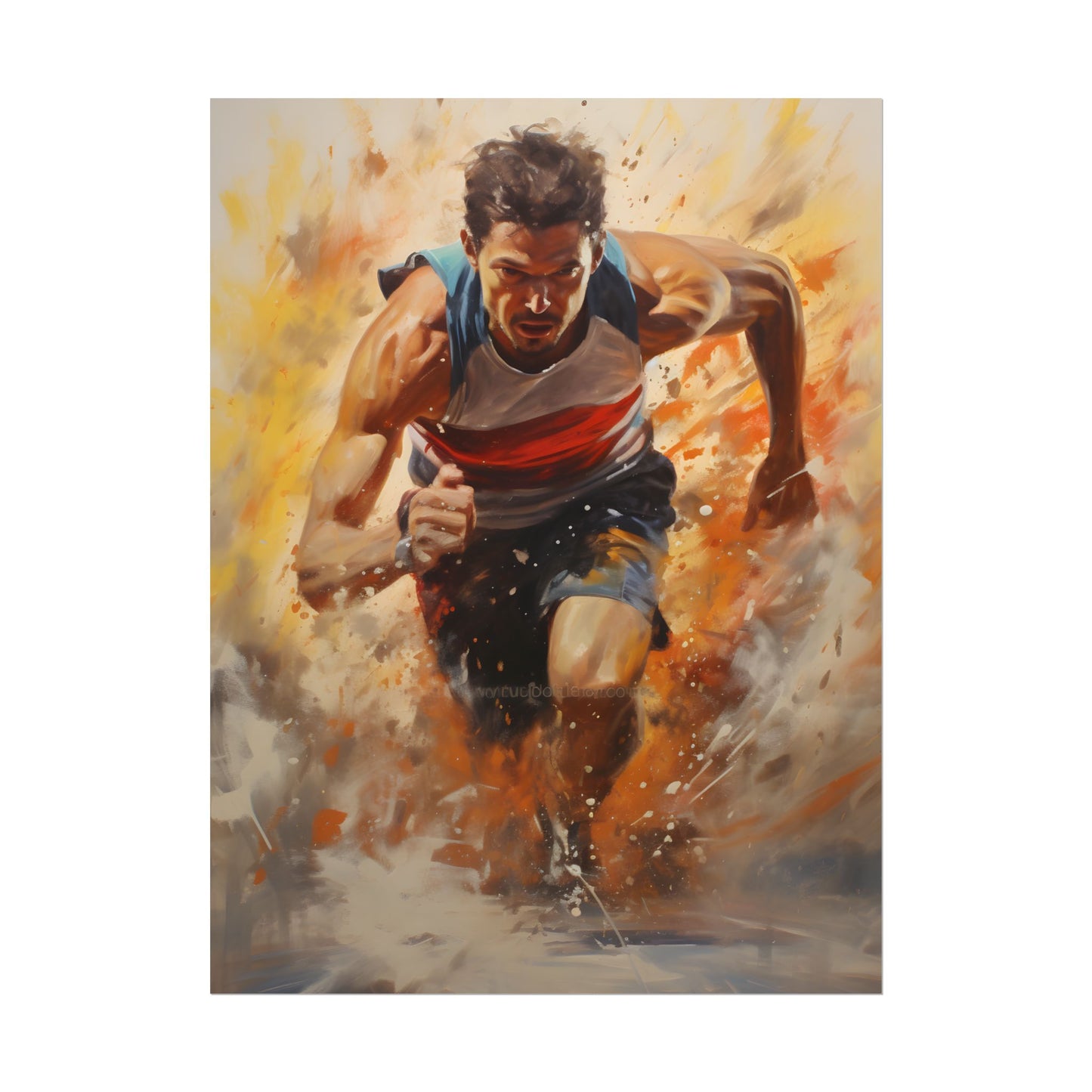 Passionate Athlete in Motion: Determined Sports Art - Poster