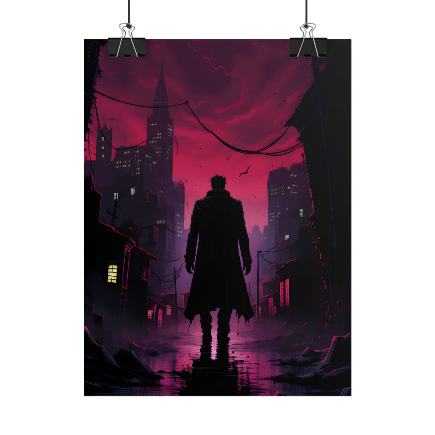 Gritty Urban Scene: Detective in Thought - Poster