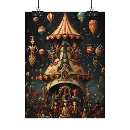 Whimsical Clockwork Circus: Fantastical Artwork in Vibrant Colors - Poster