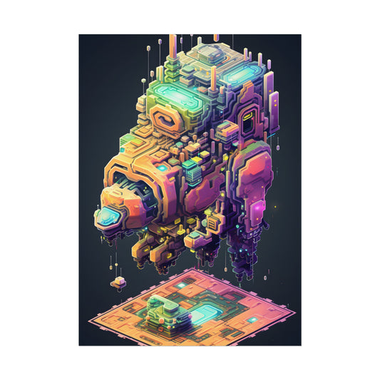 Pixel Punk Pets: Digital Artwork of Cyber-Pets in Pixelated World - Poster