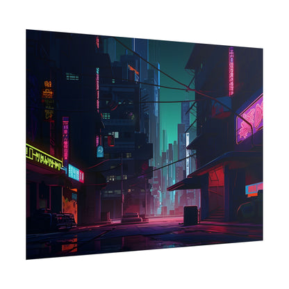 Nightfall in Neo-City: A Melancholic Cyberpunk Scene - Poster