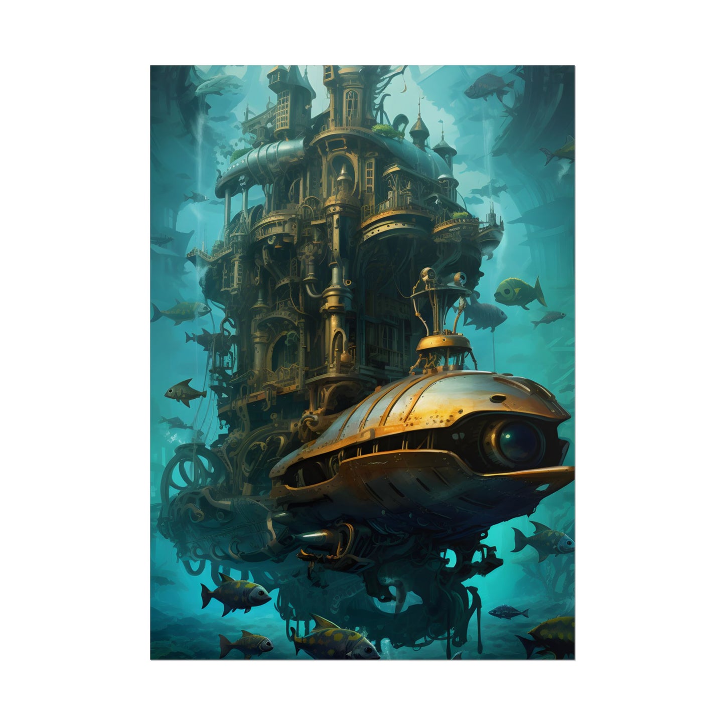 Steampunk Oceanic Adventure: Brass Skirted Explorer - Poster