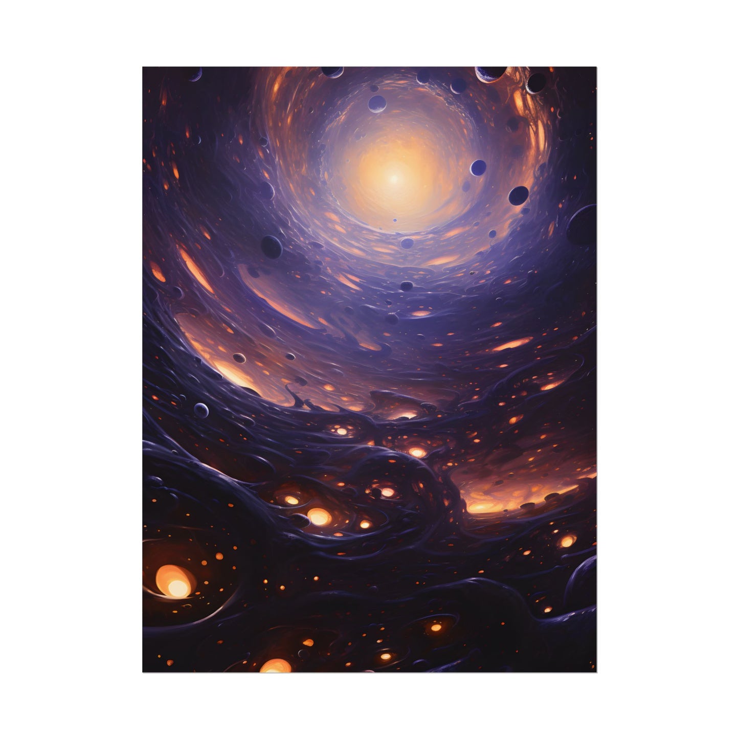Black Hole Cosmic Encounter: Massive Planet Digital Art - Poster