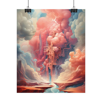 Cyber Dreamscape: Abstract Artwork in Neon Hues - Poster