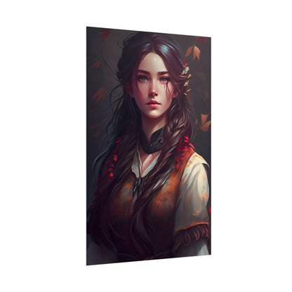 Vibrant Portrait: Brown Hair, Green Eyes Artwork - Poster
