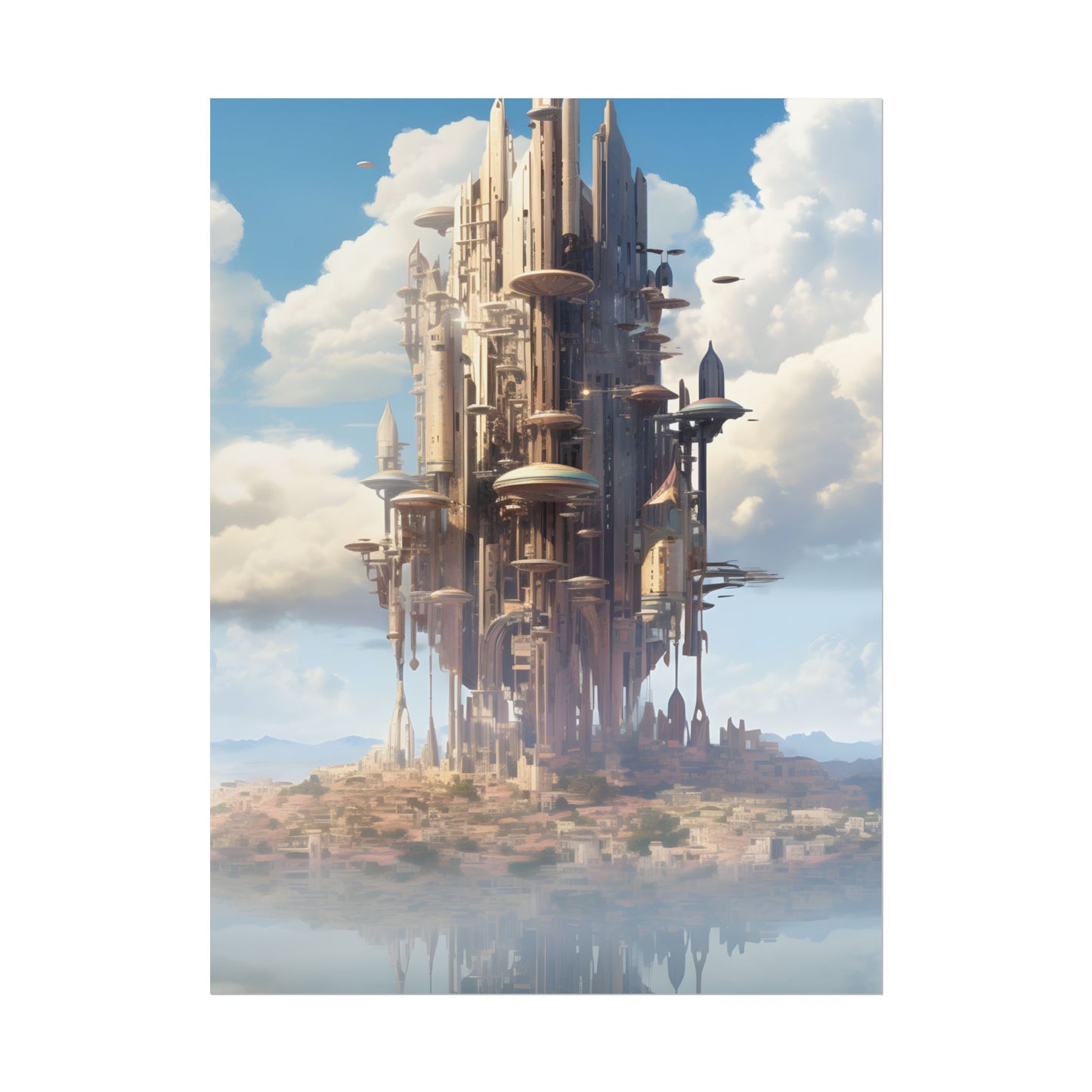Breathtaking Floating Cityscape: Columbia 6 Digital Art - Poster
