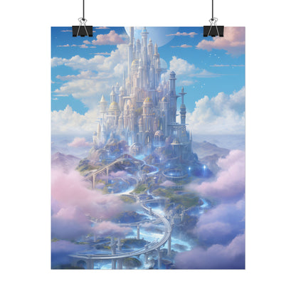 Floating City in Celestial Realm: Serene Fantasy Artwork - Poster