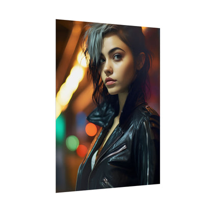 Vibrant Digital Art Print: Teenage Cyberpunk Close-Up - Poster