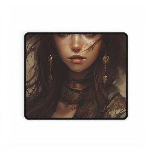 Enchanting Brunette Portrait: Gentle Beauty - Desk Mat