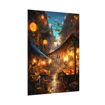 Magical Street Food Market: Vibrant Colors - Poster