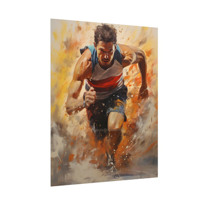 Passionate Athlete in Motion: Determined Sports Art - Poster