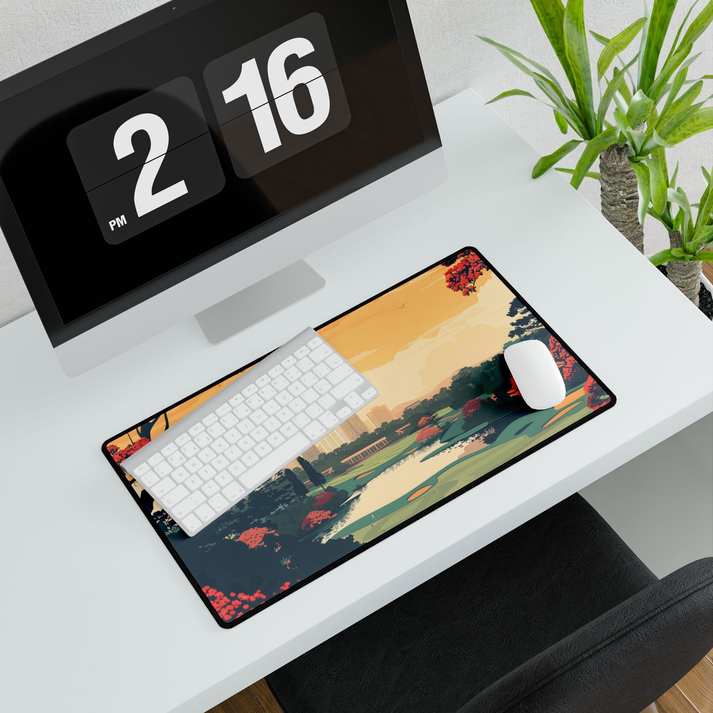 Retro-Style Augusta Georgia Golf Course: Vibrant Illustration Art - Desk Mat