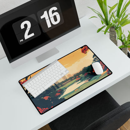 Retro-Style Augusta Georgia Golf Course: Vibrant Illustration Art - Desk Mat