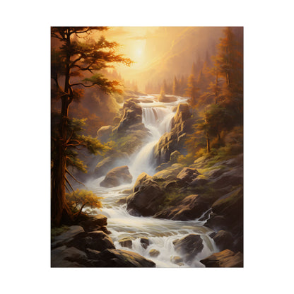 Breathtaking Waterfall: Oil Painting Artwork - Poster