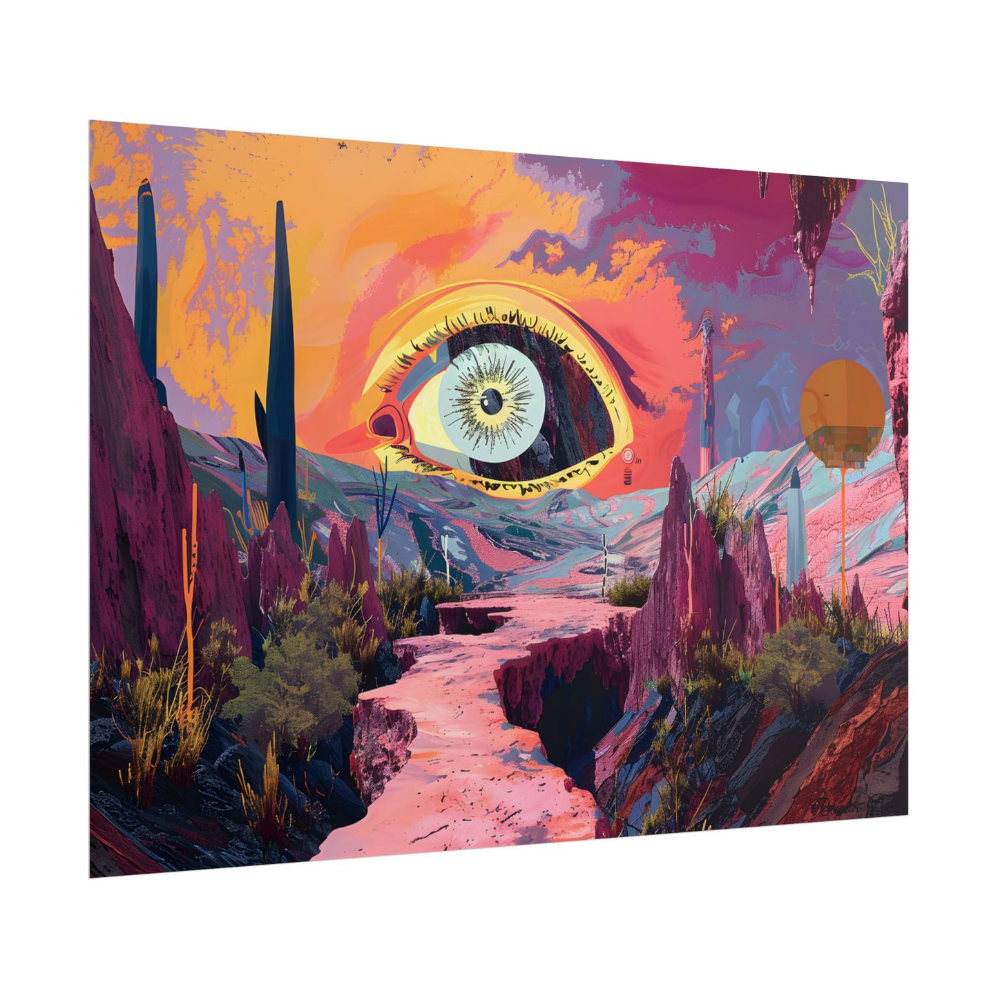 Surreal Eye: Vibrant Landscape Digital Art - Poster
