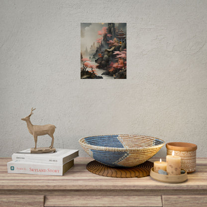 Vibrant Landscape in Moss Green: Ash Magenta Artwork - Poster