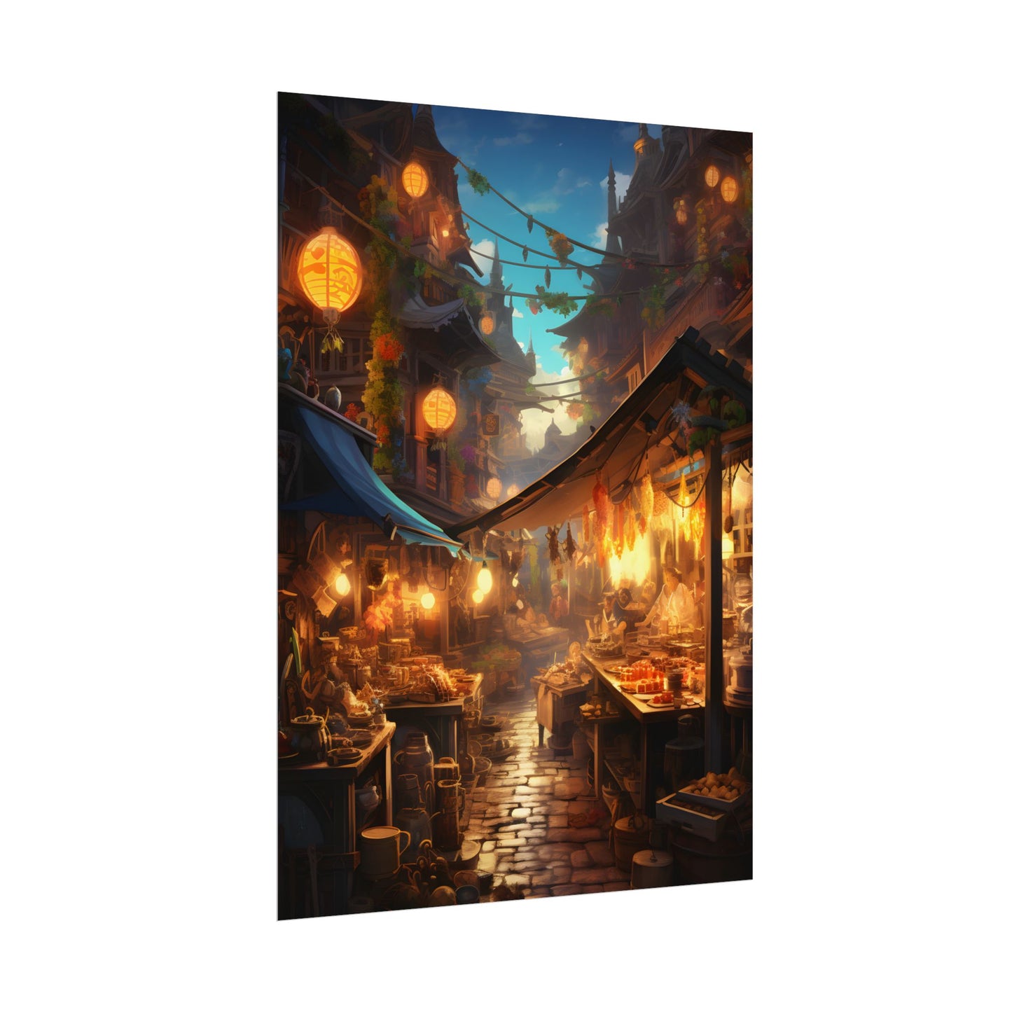 Magical Street Food Market: Vibrant Colors - Poster